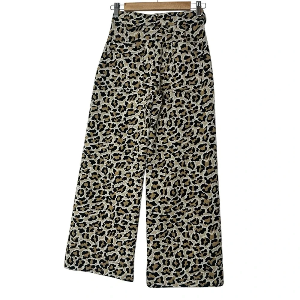 Maeve Wide Leg Pants Women's Size 25 Leopard Print The Ettie High-Rise Crop - Picture 3 of 9